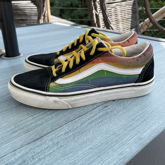 VANS Other - Vans RAINBOW DRIP Sneakers M 5.5 W 7 Black Suede Old Skool OFF THE WALL Skater